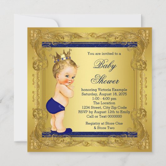 Einmal auf die Zeit Prince Baby Boy Dusche Einladung (Rückseite)