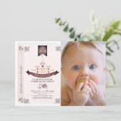 Einmal auf einem Zeitstorybook Rosa Foto 1. Geburt Einladung (Stehend Vorderseite)