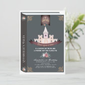 Einmal auf einem Zeitstorybook Schwarz 1. Geburtst Einladung (Stehend Vorderseite)