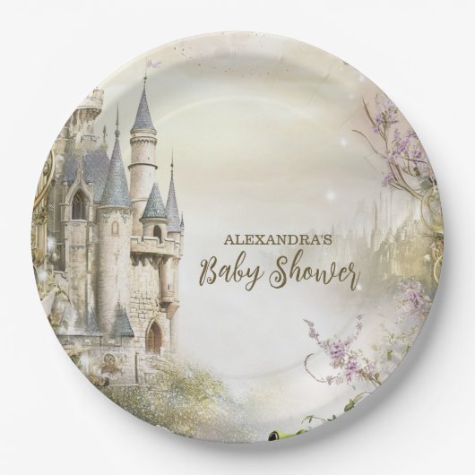 Einmal auf Märchenschloss Babydusche Pappteller (Vorderseite)
