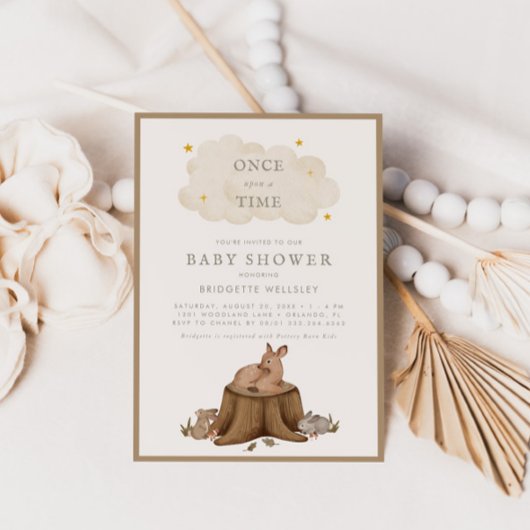 Einmal auf Woodland Babys Babydusche Einladung