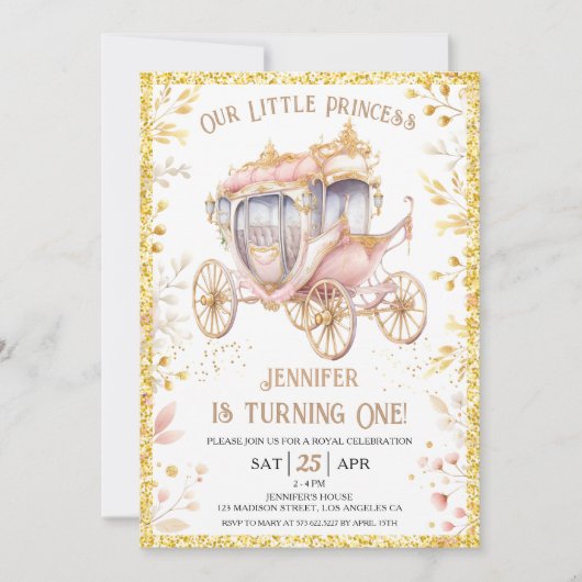 Einmal bei der Beförderung Prinzessin am 1. Geburt Einladung (Vorderseite)