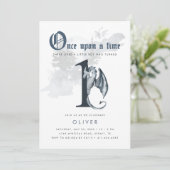 Einmal | Dragon 1st Birthday Einladung (Stehend Vorderseite)