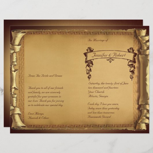 Einmal ein Hochzeitsprogramm (Vorne/Hinten)