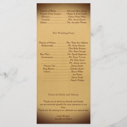 Einmal ein Hochzeitsprogramm Programm (Rückseite)