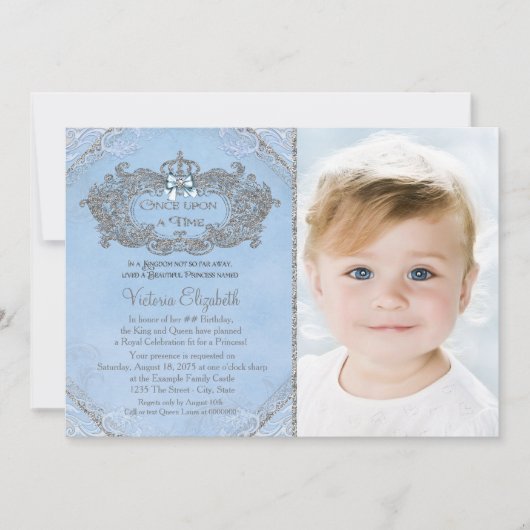 Einmal Foto Prinzessin Geburtstag Einladung (Vorderseite)