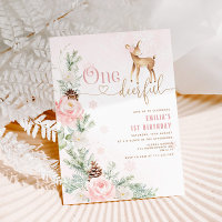 Einmal-Hirsch-Einladung zum 1. Geburtstag. Winterh