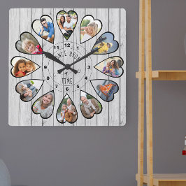 Einmal in der 12. Generation herzerformtes Foto Gr Quadratische Wanduhr