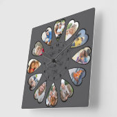 Einmal in der 12. Generation herzerprägte Fotos du Quadratische Wanduhr (Winkel)