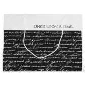 Einmal in der Geschichte Schwarz-weiß handgeschrie Große Geschenktüte (Vorderseite)