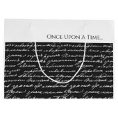 Einmal in der Geschichte Schwarz-weiß handgeschrie Große Geschenktüte (Rückseite)