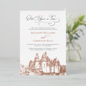 Einmal in der Märchen Hochzeit Rose Gold Folieneinladung (Stehend vorne)