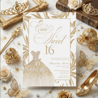 Einmal in einem süßen 16 Gold Prinzessin Geburtsta Einladung