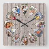 Einmal in einer Zeit von 12 Herz geformt Fotos Ash Quadratische Wanduhr (Vorderseite)