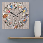 Einmal in einer Zeit von 12 Herz geformt Fotos Ash Quadratische Wanduhr<br><div class="desc">Erstellen Sie Ihre eigene Multi-Foto-Uhr, um Ihre Geschichte zu erzählen - die Mitte der Uhr wird mit "Once upon a time" in handgeschriebener Typografie geschrieben. Verwenden Sie die Bildvorlage, um 12 Ihrer bevorzugten Fotos hinzuzufügen, die in herzförmigen Rahmen angezeigt werden. Das Design verwendet porträtierte vertikale Fotos für alle Zahlen außer...</div>