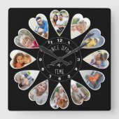 Einmal in einer Zeit von 12 Herz geformt Fotos Sch Quadratische Wanduhr (Vorderseite)