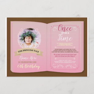 Einmal in Foto Geburtstag rosa Story Book Einladung