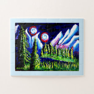 Einmal in zwei Mond Kunst Puzzle