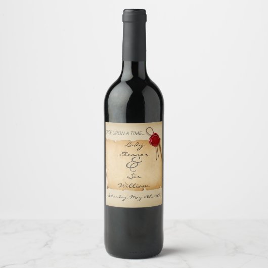 Einmal mittelalterliches Scroll Wax Siegel Weinetikett (Vorderseite)