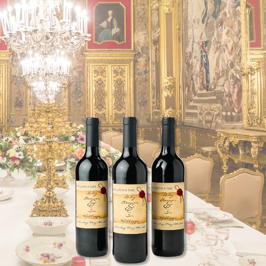 Einmal mittelalterliches Scroll Wax Siegel Weinetikett