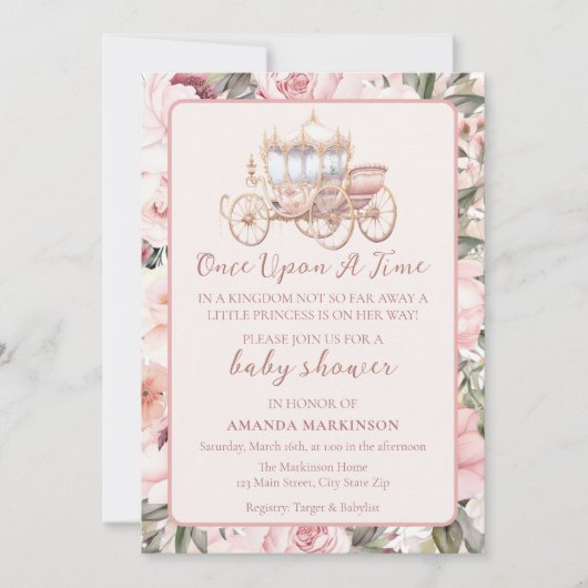 Einmal pinkfarbene Prinzessin-Baby-Dusche Einladung (Vorderseite)