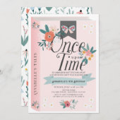 Einmal Rosa Blütenmädchen Geburtstag Einladung (Vorne/Hinten)