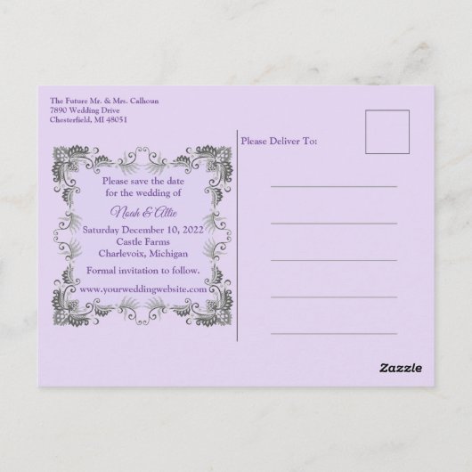 Einmal Save the Date Märchen Postkarte (Rückseite)