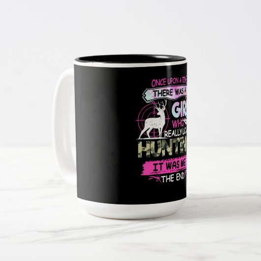 Einmal-Zeit Mädchen liebte Jagd Jäger Geschenk Zweifarbige Tasse (Vorderseite Links)