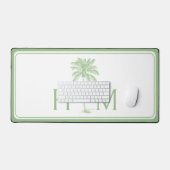 Einmalgramm von Preppy Green und White Palm Palmet Schreibtischunterlage (Tastatur & Maus)