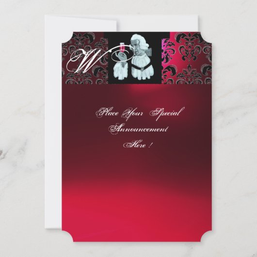 EINMALIERTER WEIN PARTY Damask, Champagner Einladung (Rückseite)