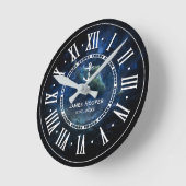 Einmalige Anchor with name and date Nautical Ohrs Runde Wanduhr (Winkel)