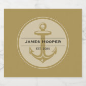 Einmalige Anchor with name and date Nautical Ohrs Schaumweinetikett (Einzelnes Label)