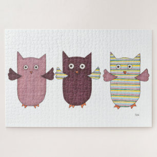 Einmalige Art Puzzle-3 Purple Owls Puzzle