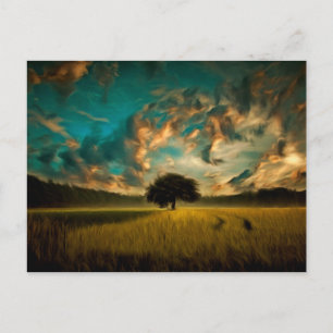 Einmalige Baummalerei Postkarte