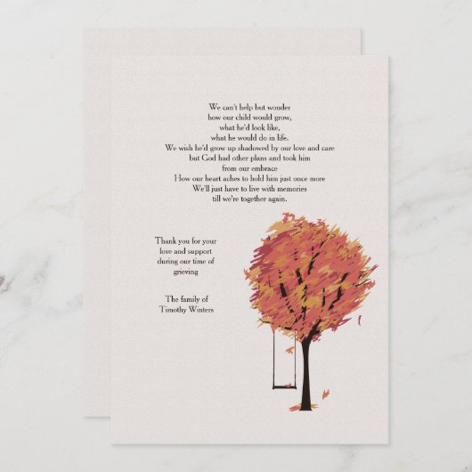 Einmalige Bereademkarte Dankeskarte (Vorne/Hinten)