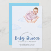 Einmalige Blu- und White-Dusche Einladung (Vorne/Hinten)