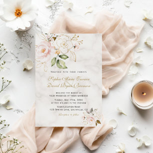 Einmalige Blush-Blume-Hochzeit Einladung
