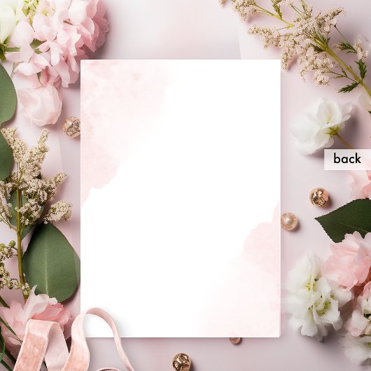 Einmalige Blush Pink-Aquarellsteine-Monogramm-Hoch Einladung