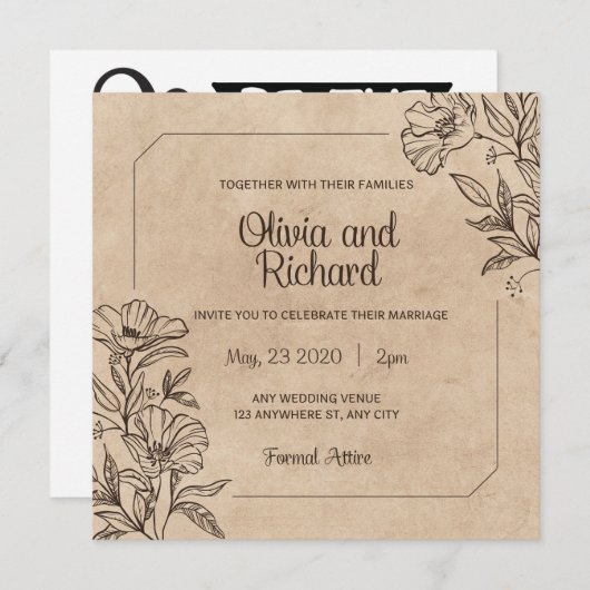 Einmalige Einladung zur Hochzeit (Vorne/Hinten)