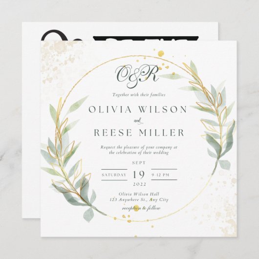 Einmalige Einladung zur Hochzeit (Vorne/Hinten)