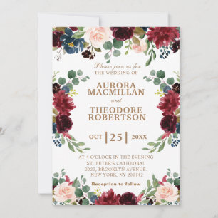 Einmalige Einladung zur Hochzeit von Burgund Rose