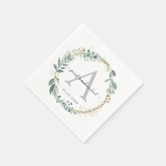Einmalige, elegante Eukalyptus-Hochzeit Serviette (Ecke)
