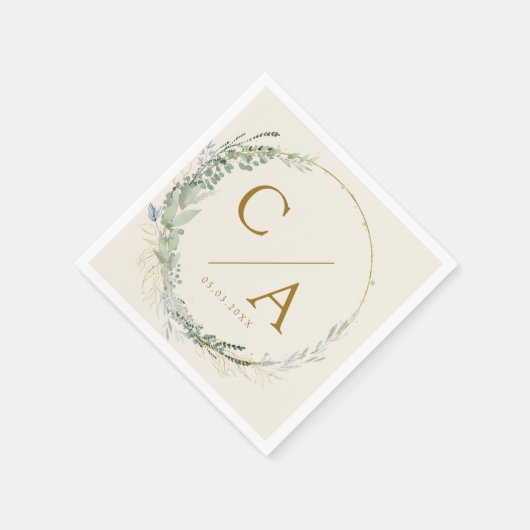 Einmalige, elegante Eukalyptus-Hochzeitsnacken Serviette (Ecke)