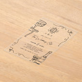 Einmalige Hand-Drawn-Hochzeit für den Whimsical Fr Acryleinladungen (Ablage )