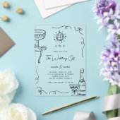 Einmalige Hand-Drawn-Hochzeit für den Whimsical Fr Acryleinladungen (In Situ (Hochzeit))