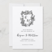 Einmalige Hochzeit des handgezogenen Schwarzen Wap Save The Date (Vorderseite)