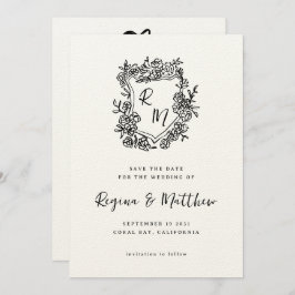 Einmalige Hochzeit des handgezogenen Schwarzen Wap Save The Date