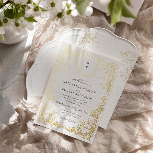 Einmalige Hochzeit des klassischen Wappen Folieneinladung