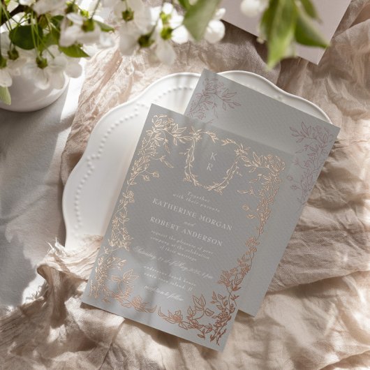 Einmalige Hochzeit des klassischen Wappen Folieneinladung