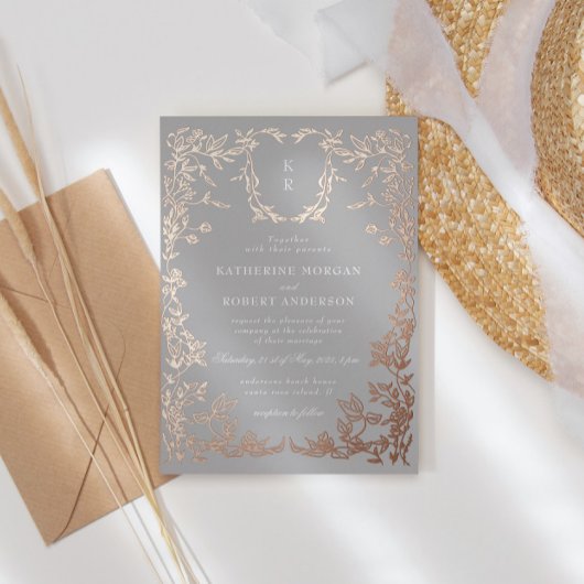 Einmalige Hochzeit des klassischen Wappen Folieneinladung